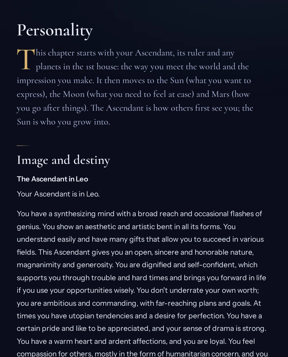 A page of the Personality chapter in John Doe’s reading.